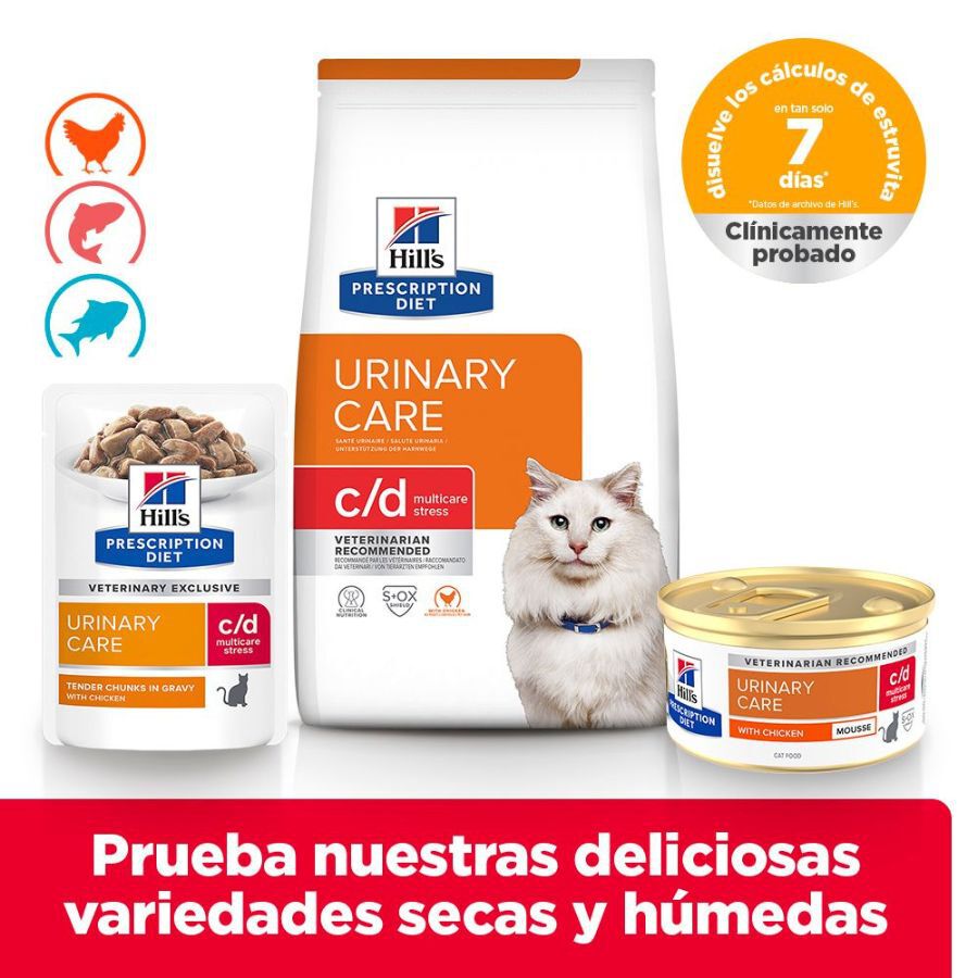 85 g Hill's Prescription Diet c/d Multicare Stress Mousse de pollo lata para gatos, , large Imagem n&uacute;mero 4